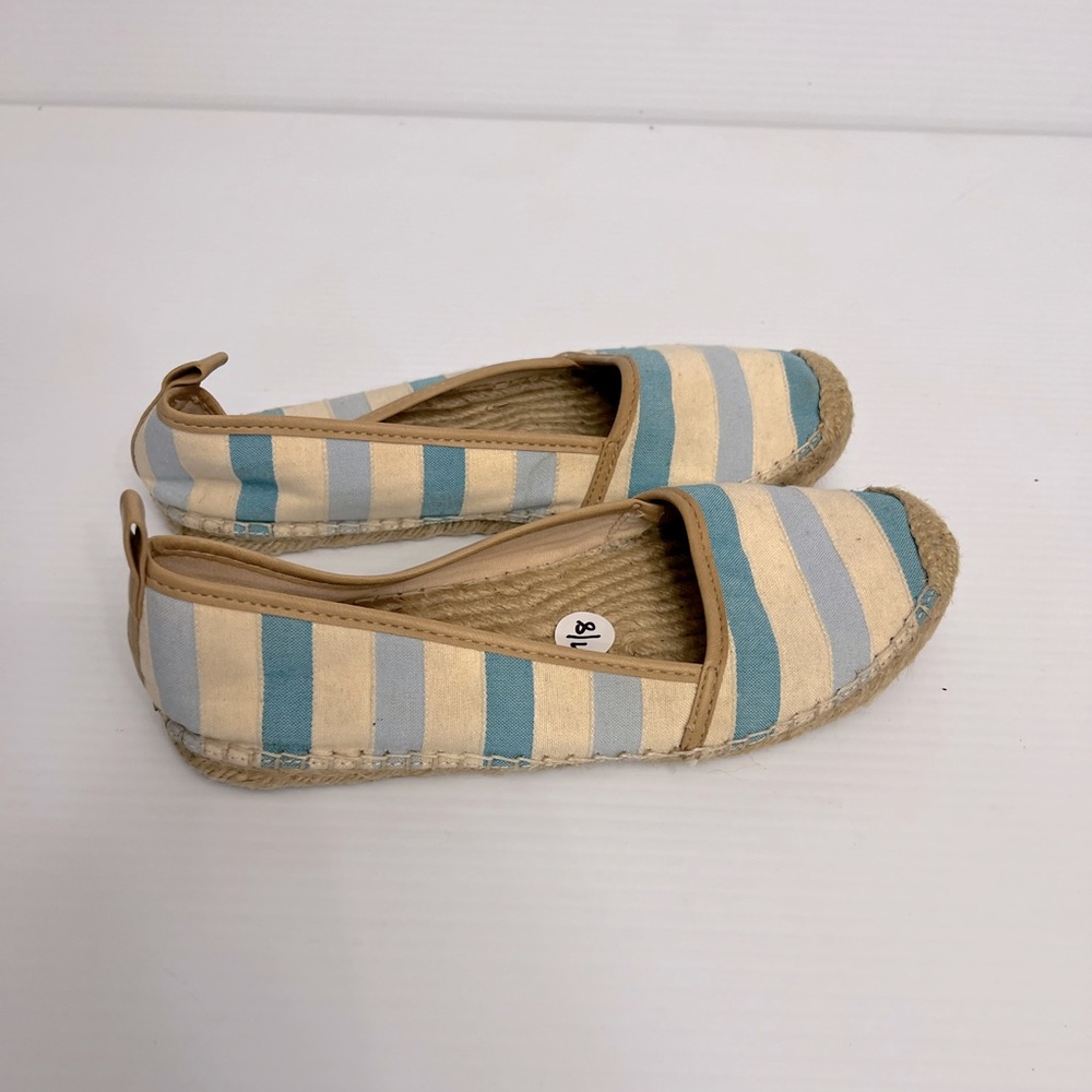 Ivanka Trump stripe flats  women 7/8 blue/cream